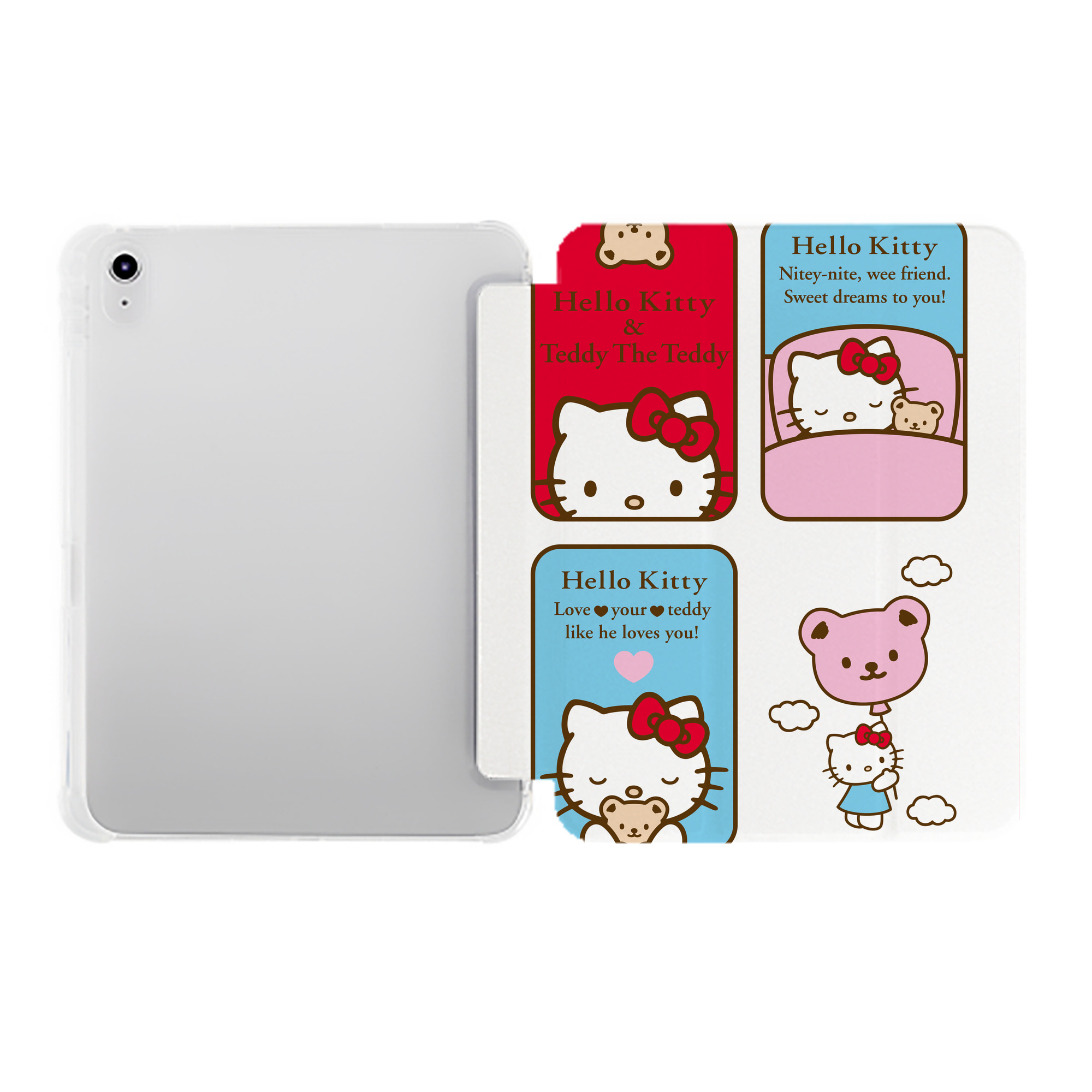 （画像用） Hello Kitty ハローキティ IPad ケース ペン収納付き 三つ折りスタンド PUレザー×シリコン 対応機種9.5/10.5/10.9インチ